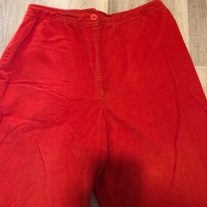 Red wide flare corduroy pants